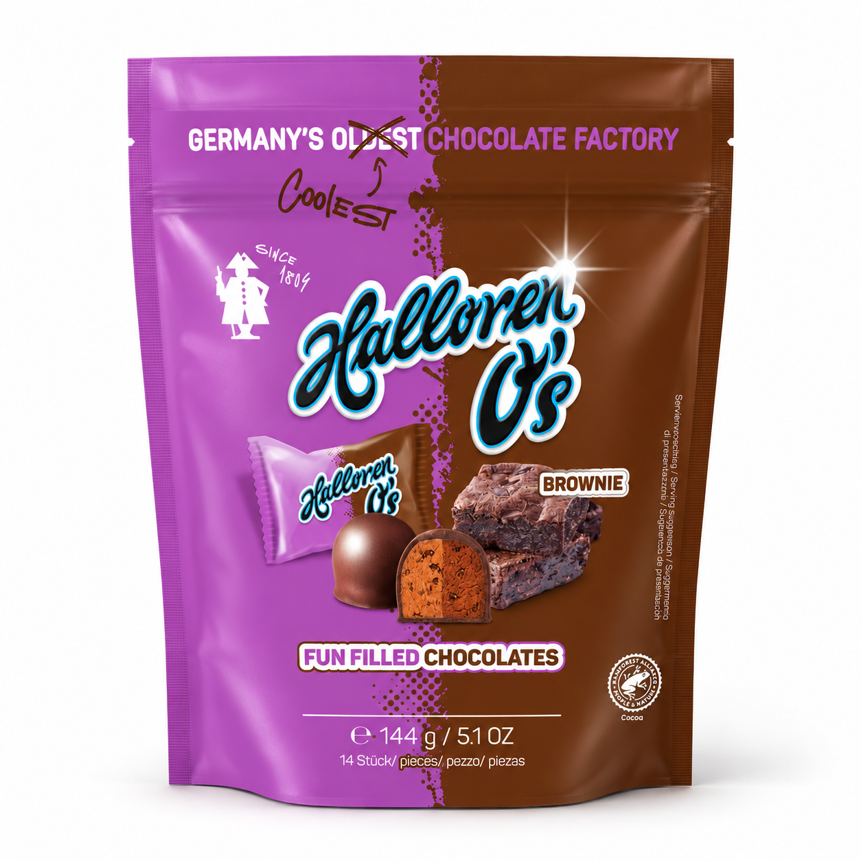 Schokoladenbonbons, gefüllte Schokolade, Brownie-Füllung, Hüllenverpackung, Kakao