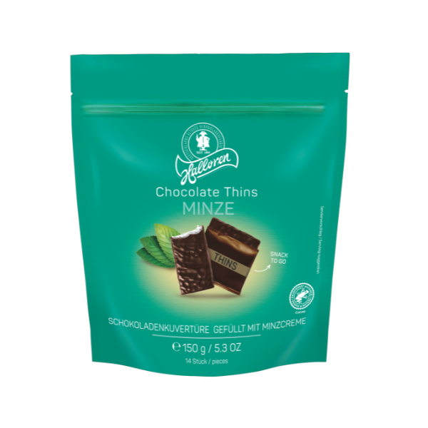 Schokoladen-Thins, Minze, Minzfüllung, Keksstange, 150 g