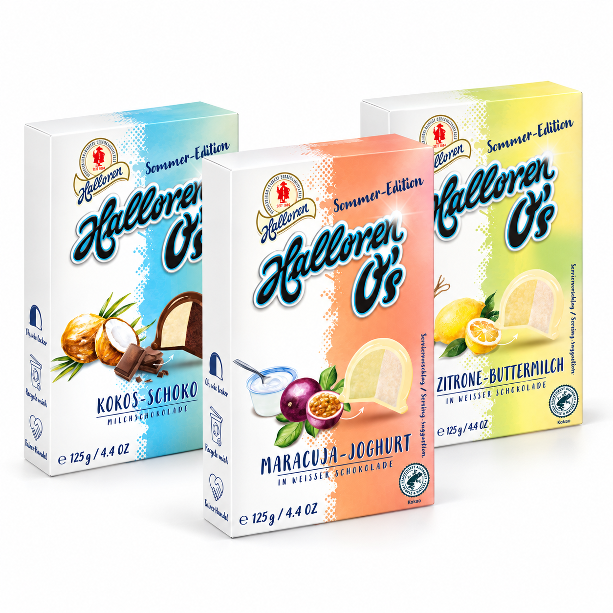 Halloren O’s, Schokoladentafel, Sommer-Edition, Kokos-Schoko, Maracuja-Joghurt