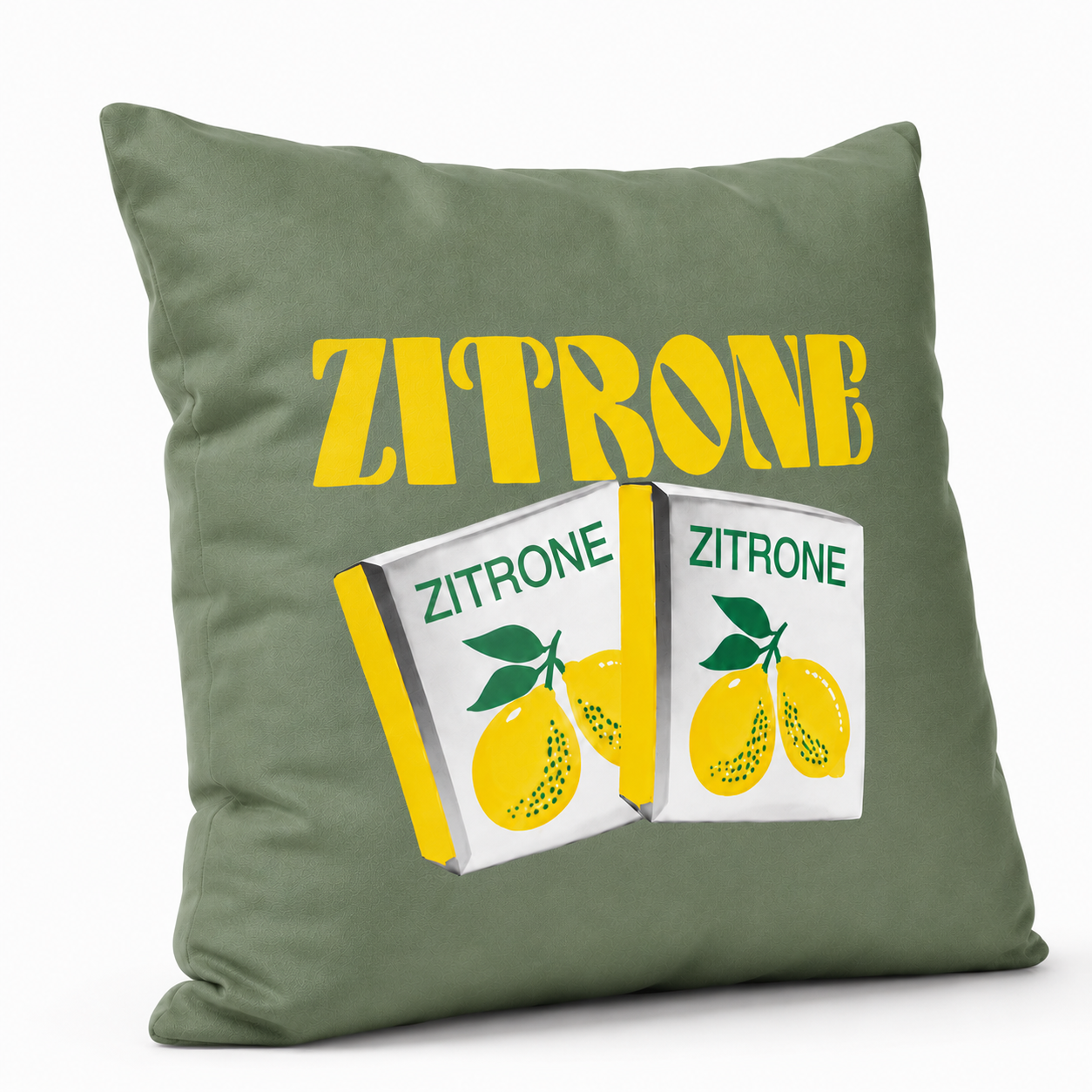 Kissen, Zitrone, Zitrone Muster, Kissenbezug, Grüner Hintergrund