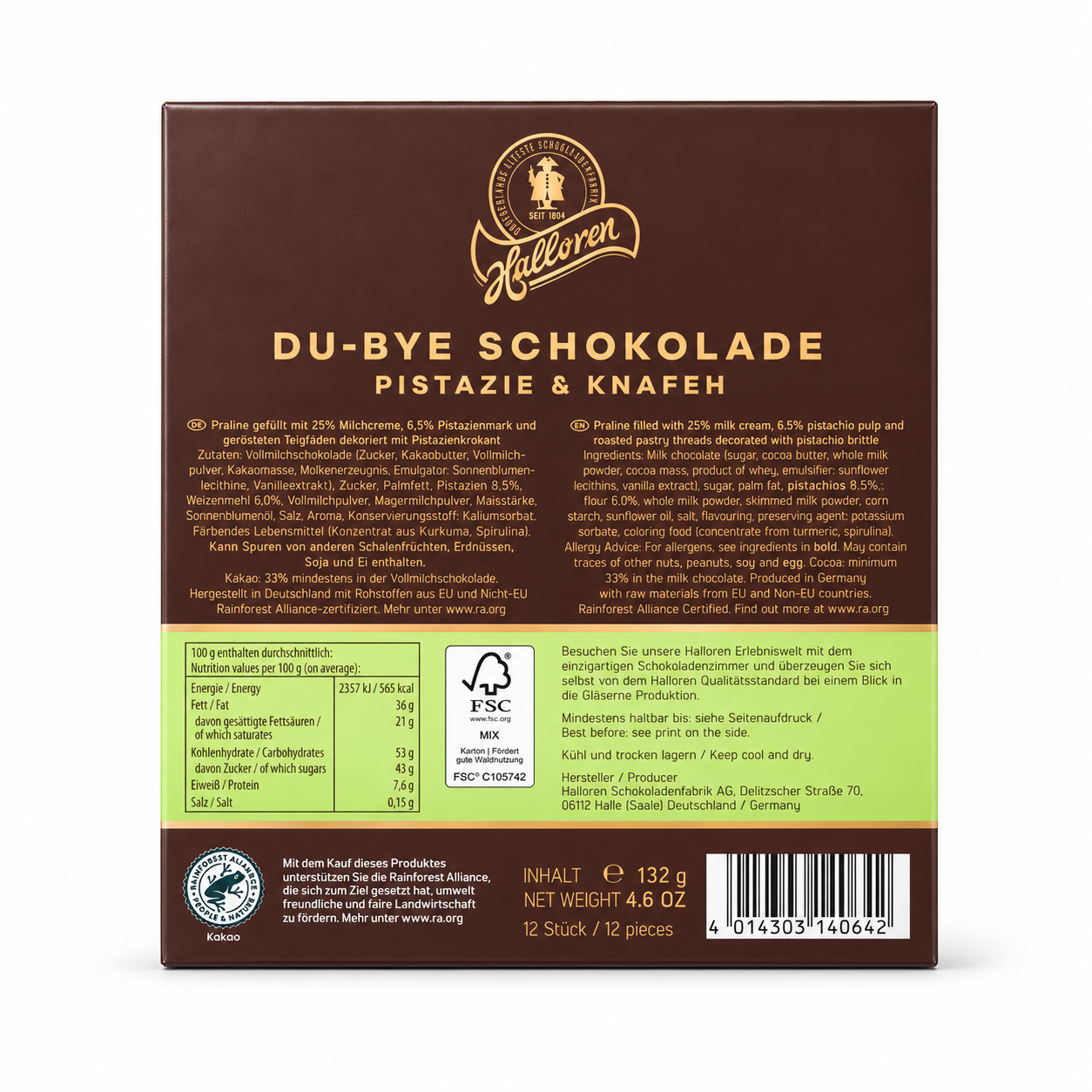 Du-Ba-Yeh-Schokolade, Pistazie, Knafeh, Milchschokolade, Pralinen