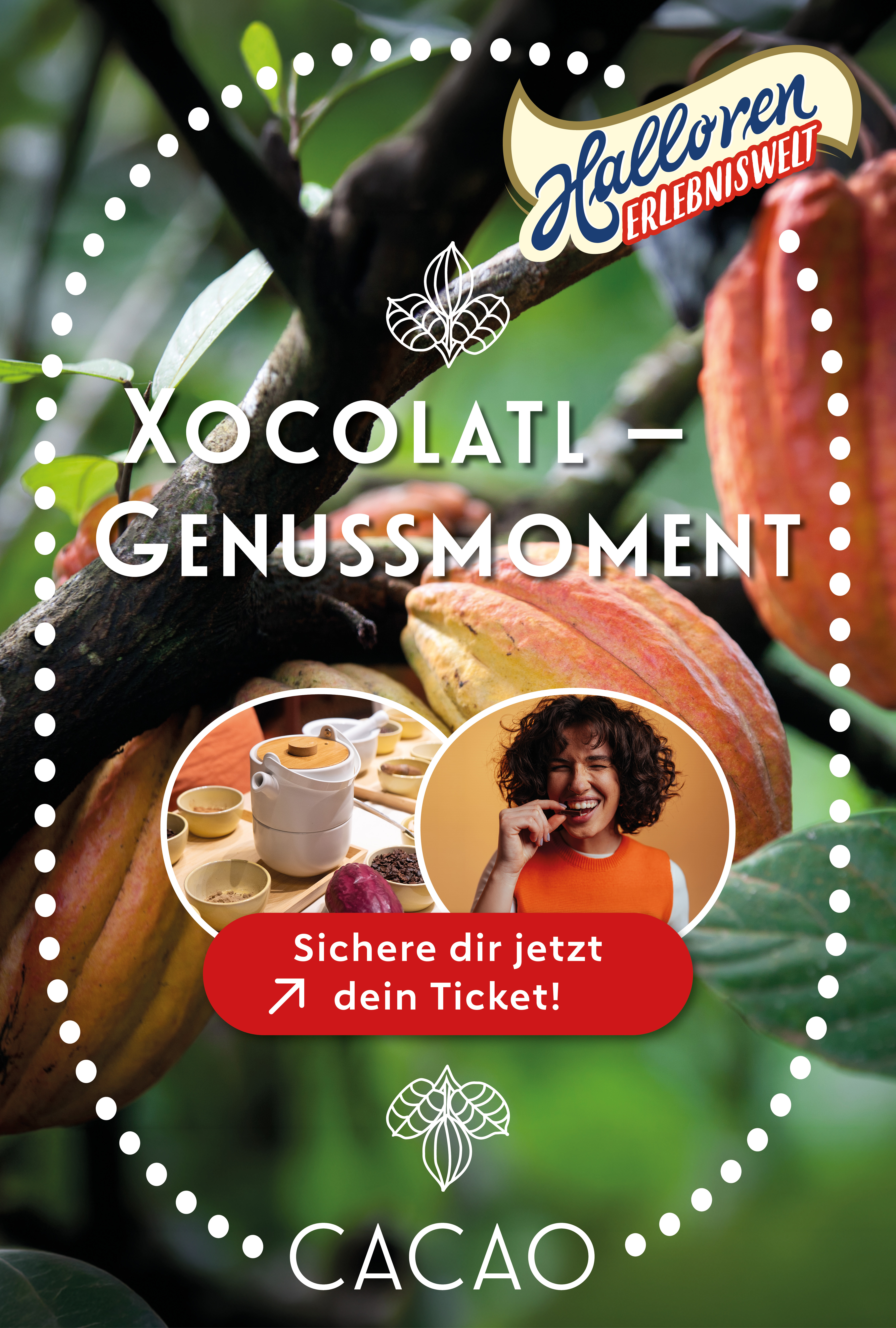 Kakao, Kakao-Chocolat, Kakaoerlebnis, Fruchtzweige, Genussmoment