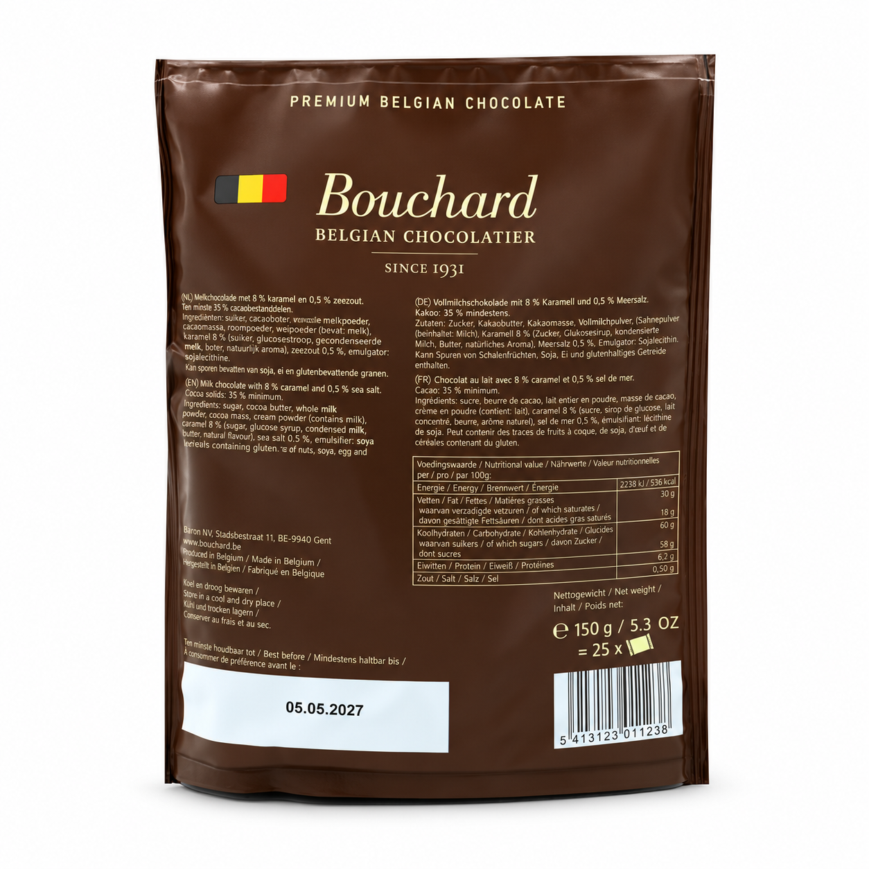 Bouchard Milk Caramel Sea Salt Belgian Chocolate - 150g