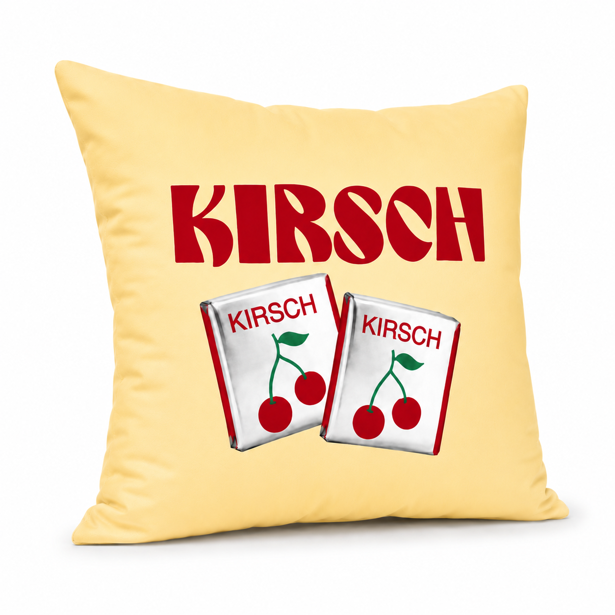 kissen, kirschen, beutel, design, gelb