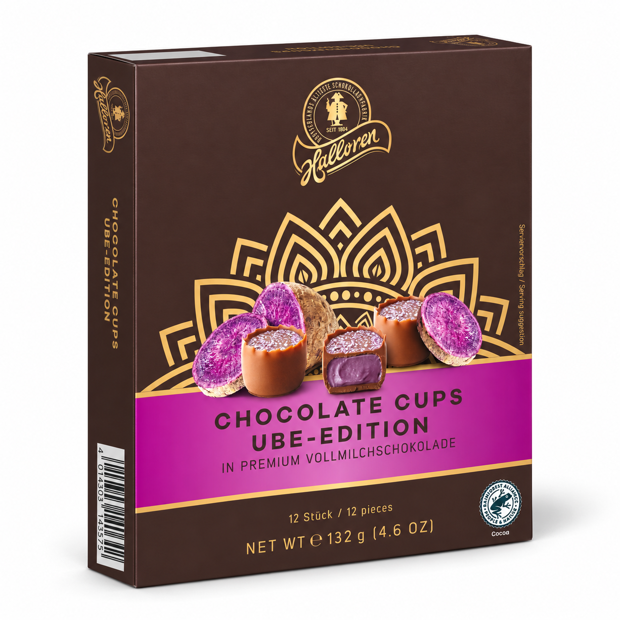 Ube-Schokoladenbecher, Vollmilchschokolade, Ube-Füllung, 12 Stück, Schokoladenpralinen