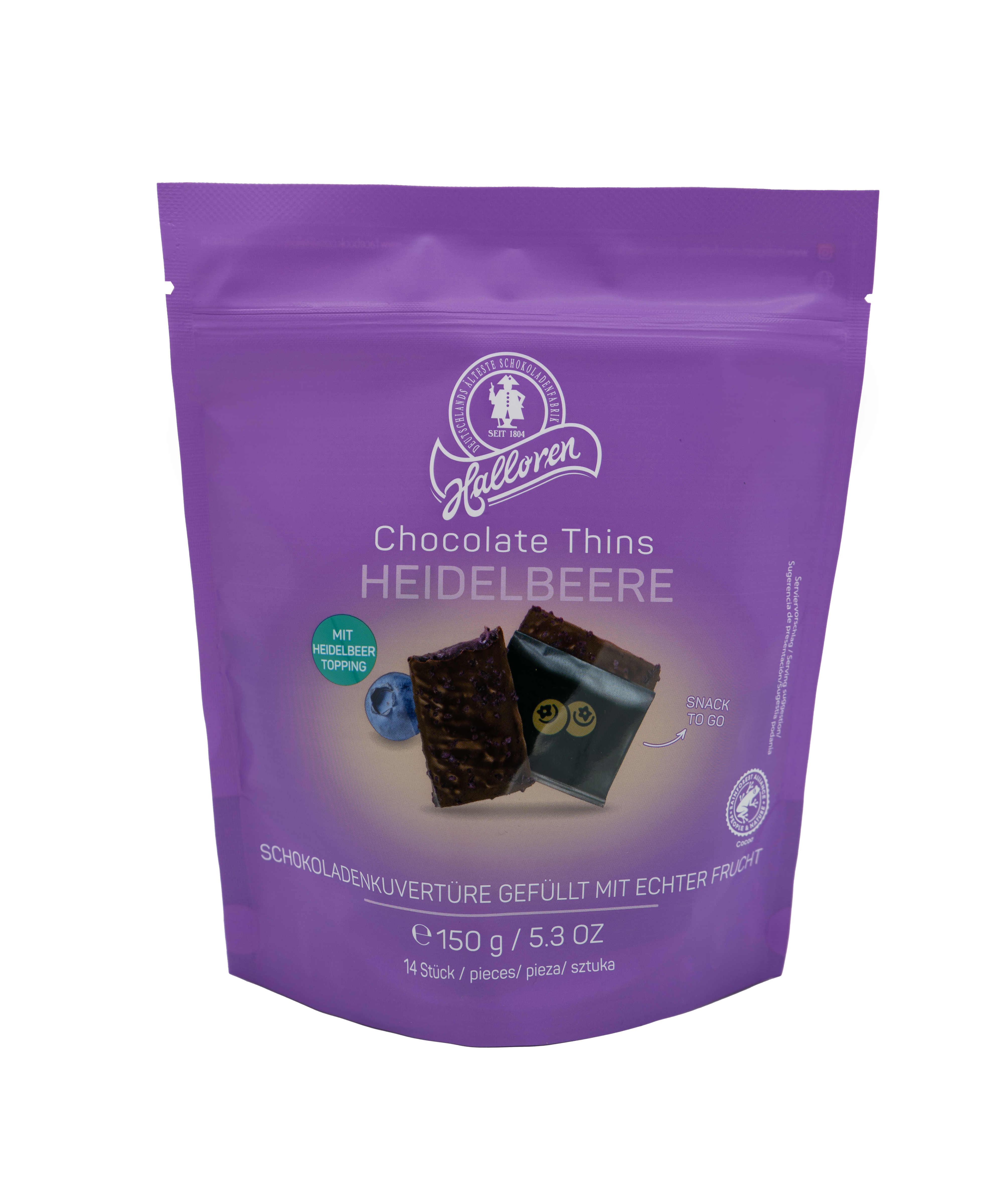 Halloren Chocolate Thins Heidelbeere mit Topping