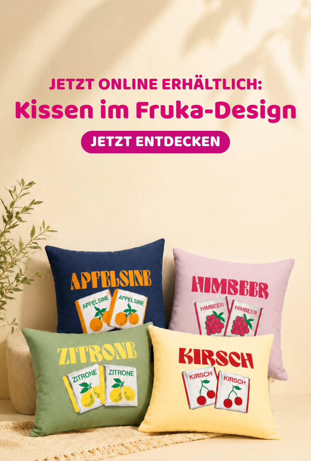 Kissen, Kissenbezug, Fruchtdesign, Fruchtmuster, Kissenbezug Muster