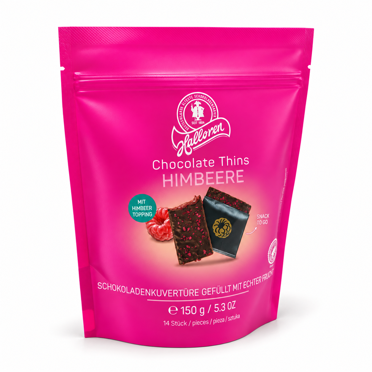 Schokoladenhülle, Himbeere, Schoko-Deckel?, Chocolatier?, Snack to go