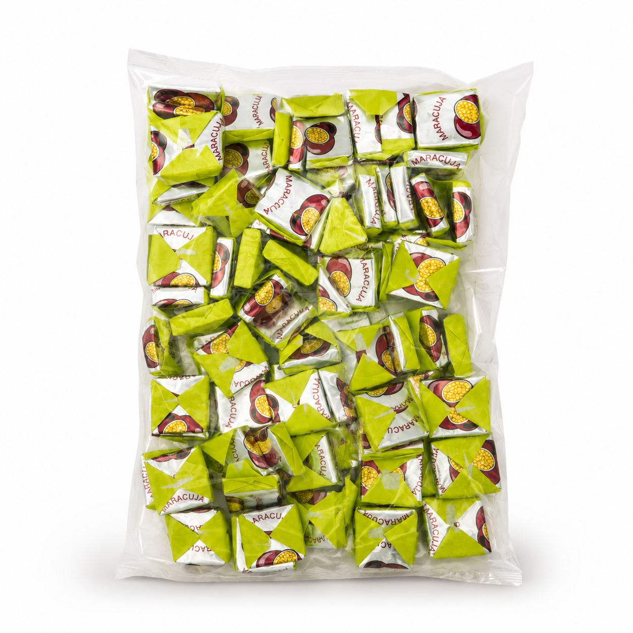 candies,  individually wrapped,  green packaging,  fruit filling,  impulse bag