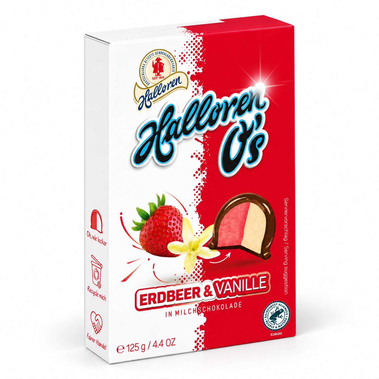 Milchschokolade, Erdbeer-Vanille, Schokoladentafel, 125 g, Rot-weiß