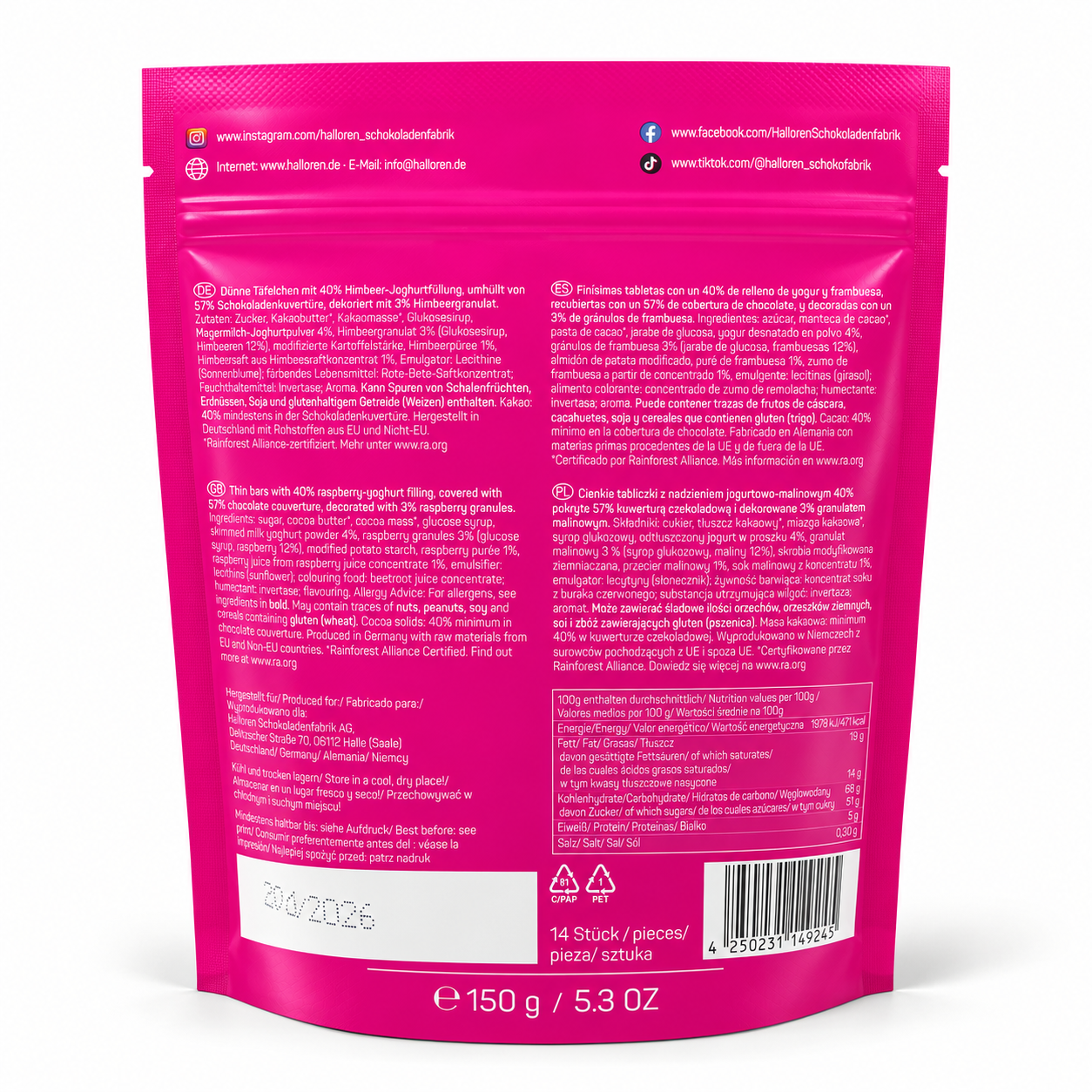 beutel, verpackung, rosa tasche, folienbeutel, nährwertetikette