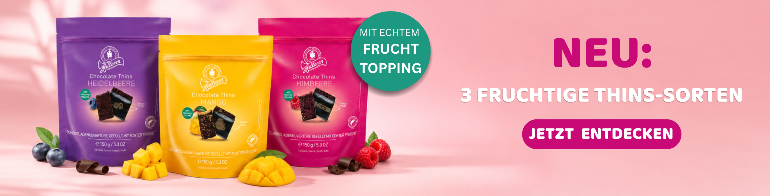 Schokoladen, Thins, Frucht, Beutel, Fruchtfüllung