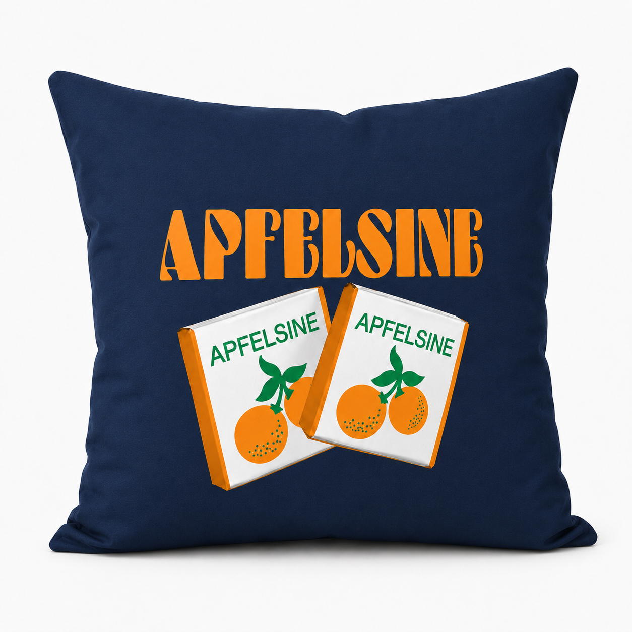 kissen, kissenbezug, apfelsine, orange, kartonverpackung