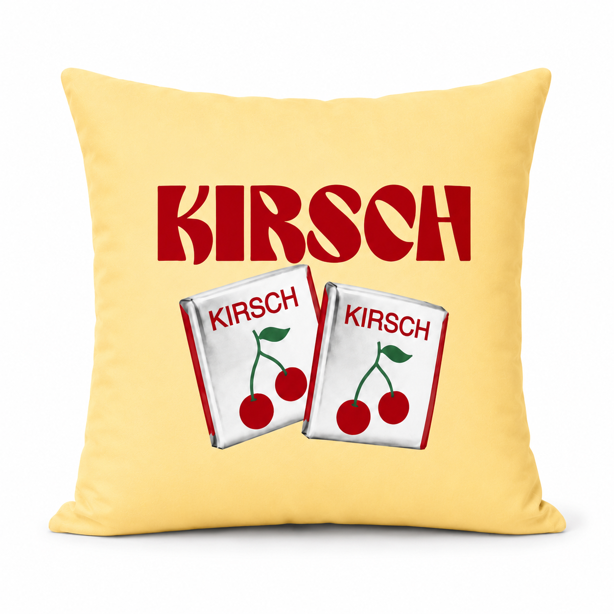 Kissen, Kirschen, Beutel-Design, Gelb, Kissenbezug
