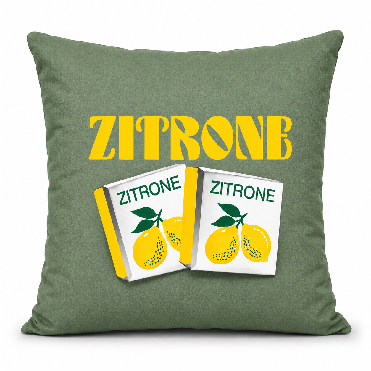 Kissen, Kissenbezug, Grünes Kissen, Zitrone, Print