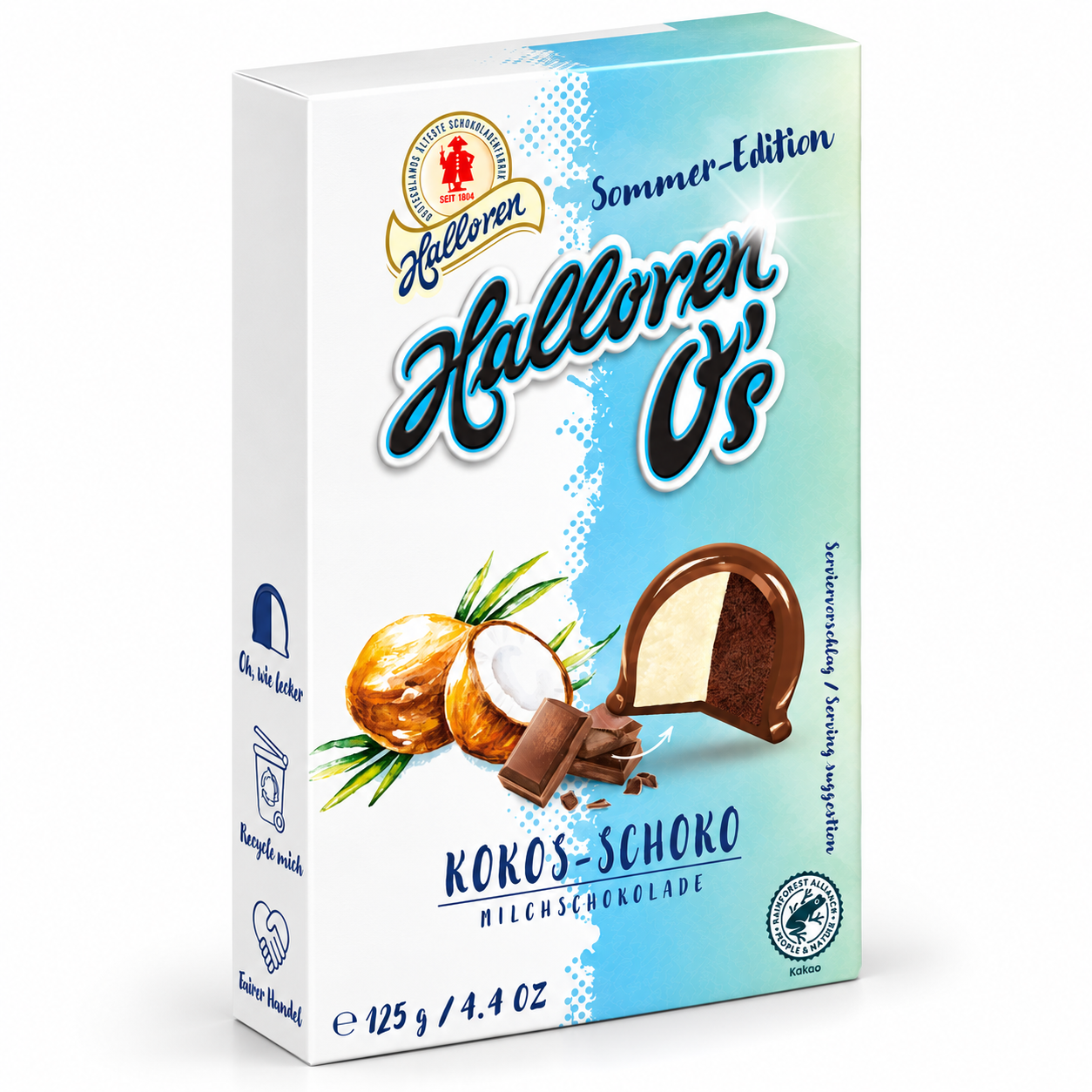 Milchschokolade, Kokosfüllung, Schokoladentafel, Sommeredition, 125 g