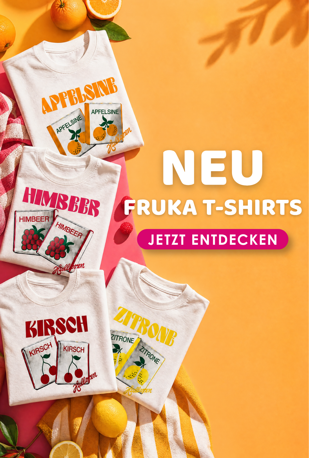 T-Shirt, Früchte, Print, Klartext, Design