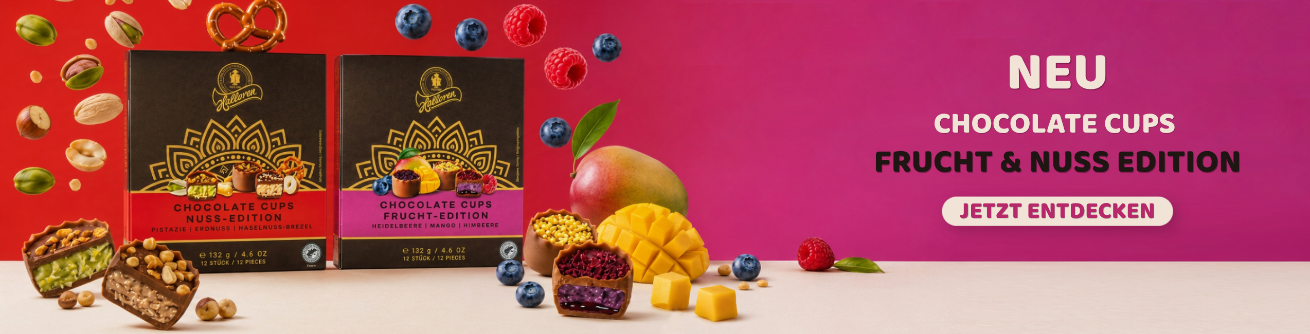 Schokolade, Choco­late Cups, Nuss-Edition, Frucht-Mix, Schachtel