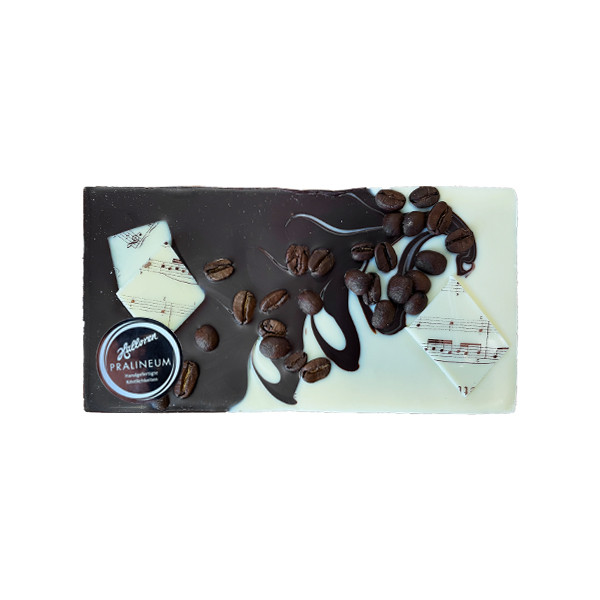 Handgefertigte Zartbitter Schokoladentafel mit Kaffeebohnen