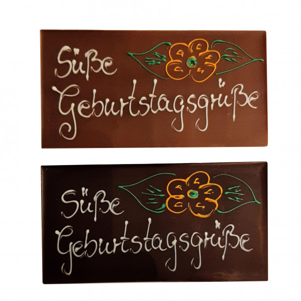 Handgefertigte Schokoladentafel "Süße Geburtstagsgrüße"