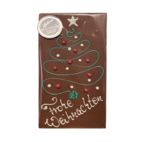 Handgefertigte Schokoladentafel mit Weihnachtsmotiv